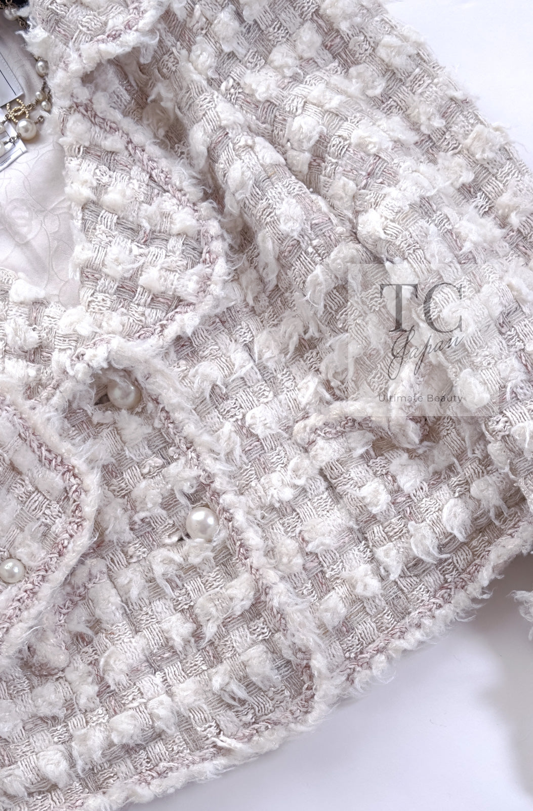 CHANEL 05A Ivory Gray Wool Tweed Jacket 40 シャネル アイボリー グレー ウール ツイード ジャケット モナコ王妃 即発