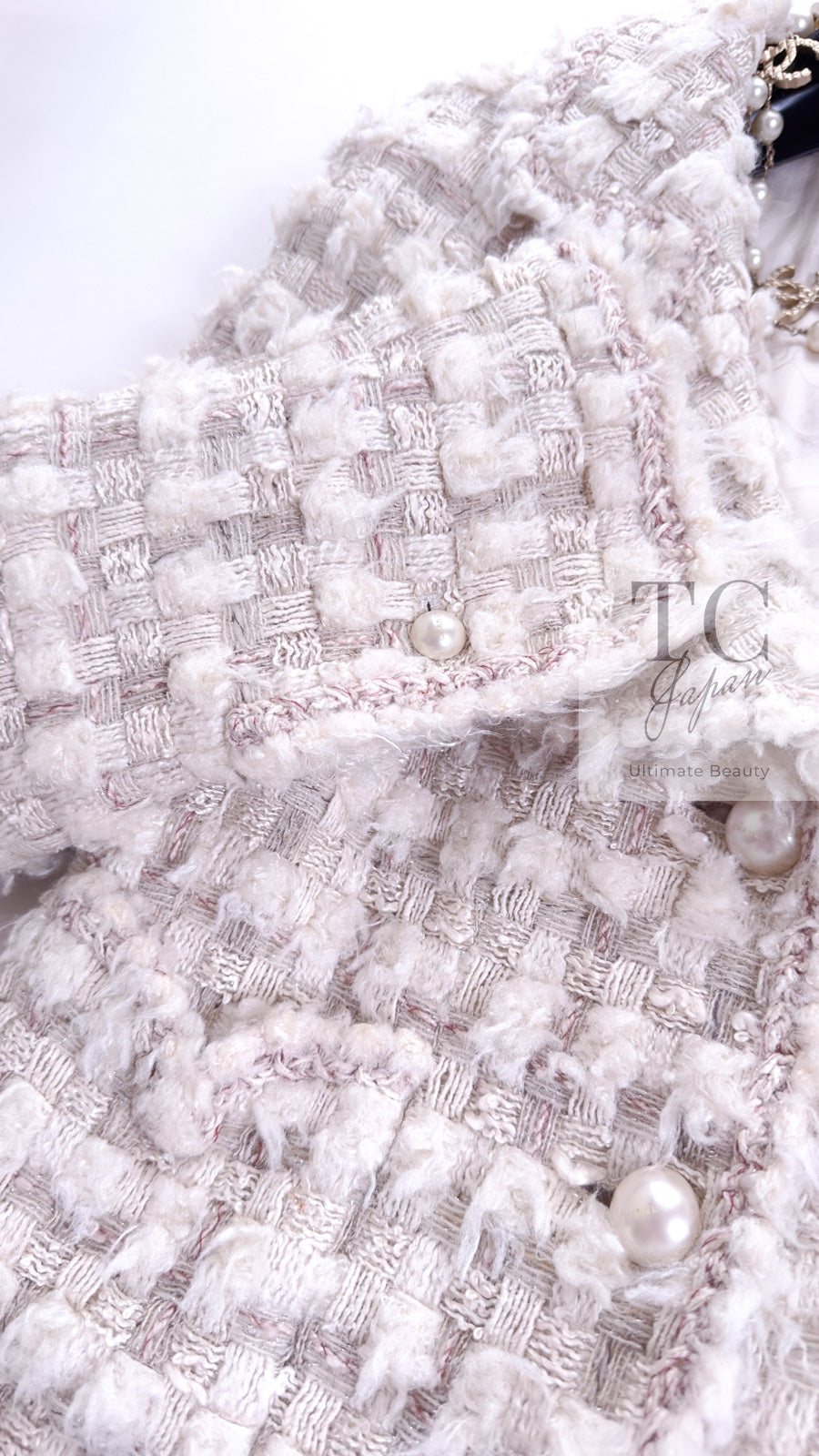 CHANEL 05A Ivory Gray Wool Tweed Jacket 40 シャネル アイボリー グレー ウール ツイード ジャケット モナコ王妃 即発