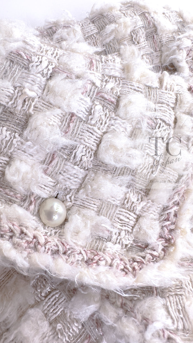 CHANEL 05A Ivory Wool Tweed Jacket Skirt Suit 38 シャネル モナコ王妃 アイボリー ウール ツイード ジャケット スカート スーツ 即発
