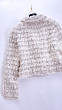 CHANEL 05A Ivory Gray Wool Tweed Jacket 40 シャネル アイボリー グレー ウール ツイード ジャケット モナコ王妃 即発