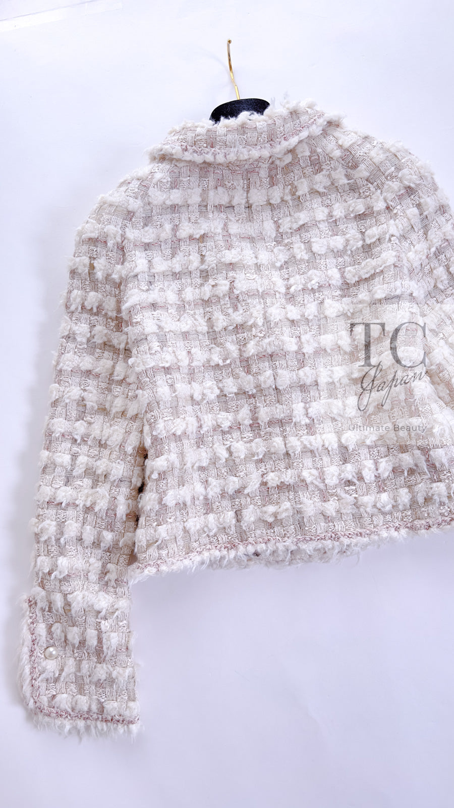 CHANEL 05A Ivory Gray Wool Tweed Jacket 40 シャネル アイボリー グレー ウール ツイード ジャケット モナコ王妃 即発