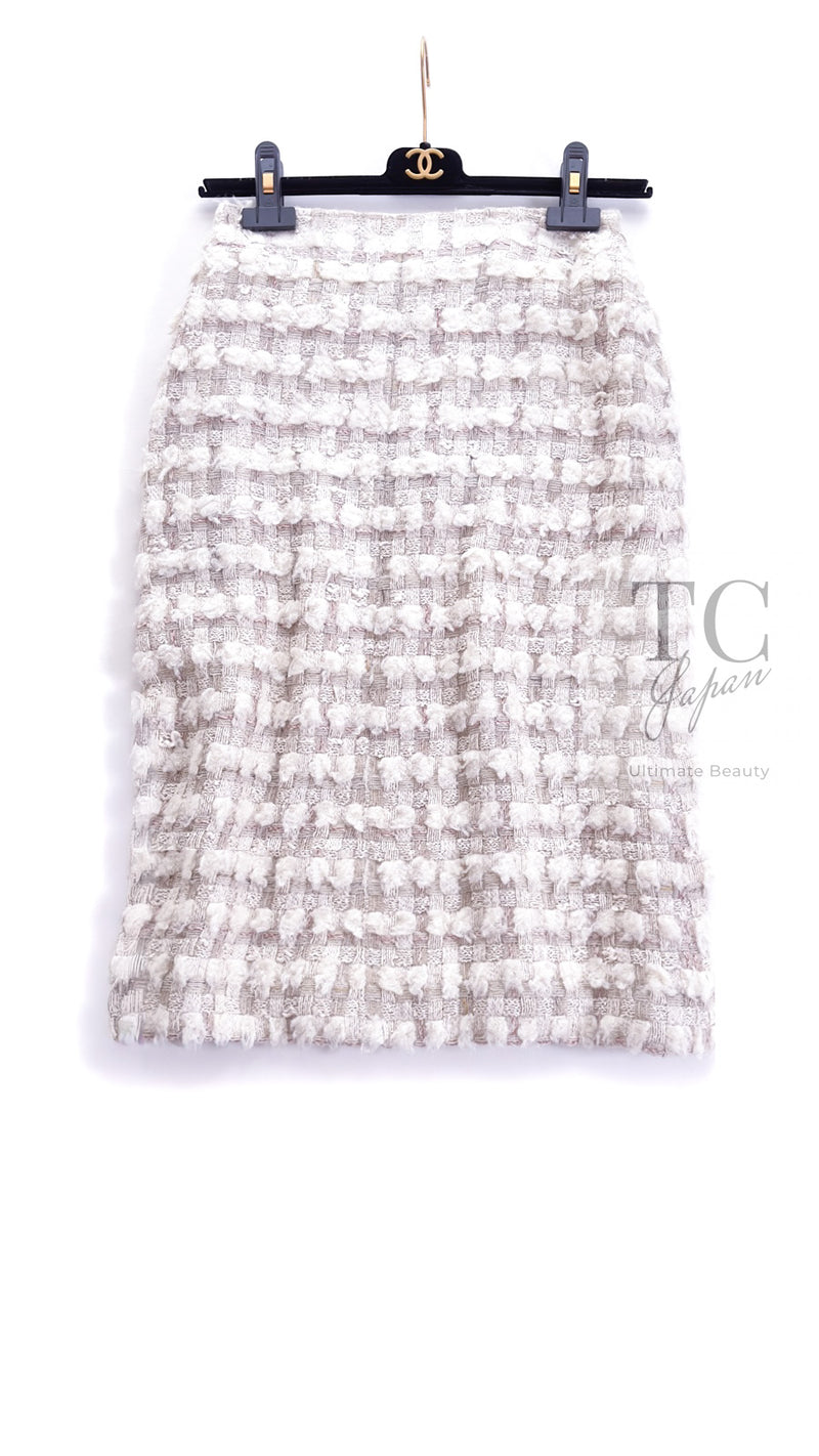 CHANEL 05A Ivory Wool Tweed Jacket Skirt Suit 38 シャネル モナコ王妃 アイボリー ウール ツイード ジャケット スカート スーツ 即発
