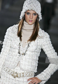 CHANEL 05A Ivory Gray Wool Tweed Jacket 40 シャネル アイボリー グレー ウール ツイード ジャケット モナコ王妃 即発
