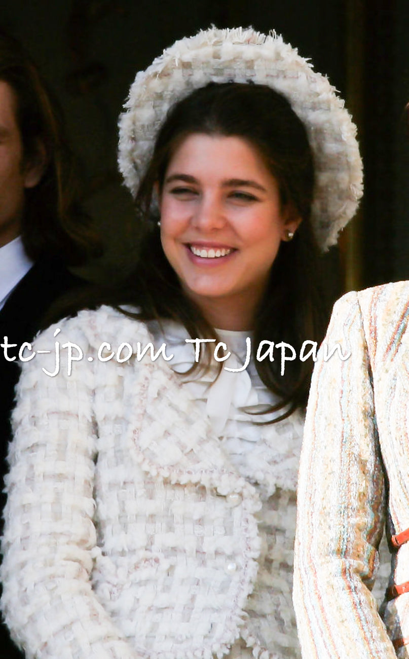 CHANEL 05A Ivory Gray Wool Tweed Jacket 40 シャネル アイボリー グレー ウール ツイード ジャケット モナコ王妃 即発