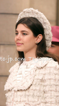 CHANEL 05A Ivory Gray Wool Tweed Jacket 40 シャネル アイボリー グレー ウール ツイード ジャケット モナコ王妃 即発