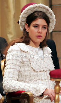 CHANEL 05A Ivory Gray Wool Tweed Jacket 40 シャネル アイボリー グレー ウール ツイード ジャケット モナコ王妃 即発