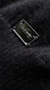CHANEL 05PF Black White Knit Tops Sweater Long Sleeve 34 36 シャネル ブラック ホワイト カシミア100 カメリア フラワー 刺繍 アップリケ ニット トップス 長袖 セーター 即発