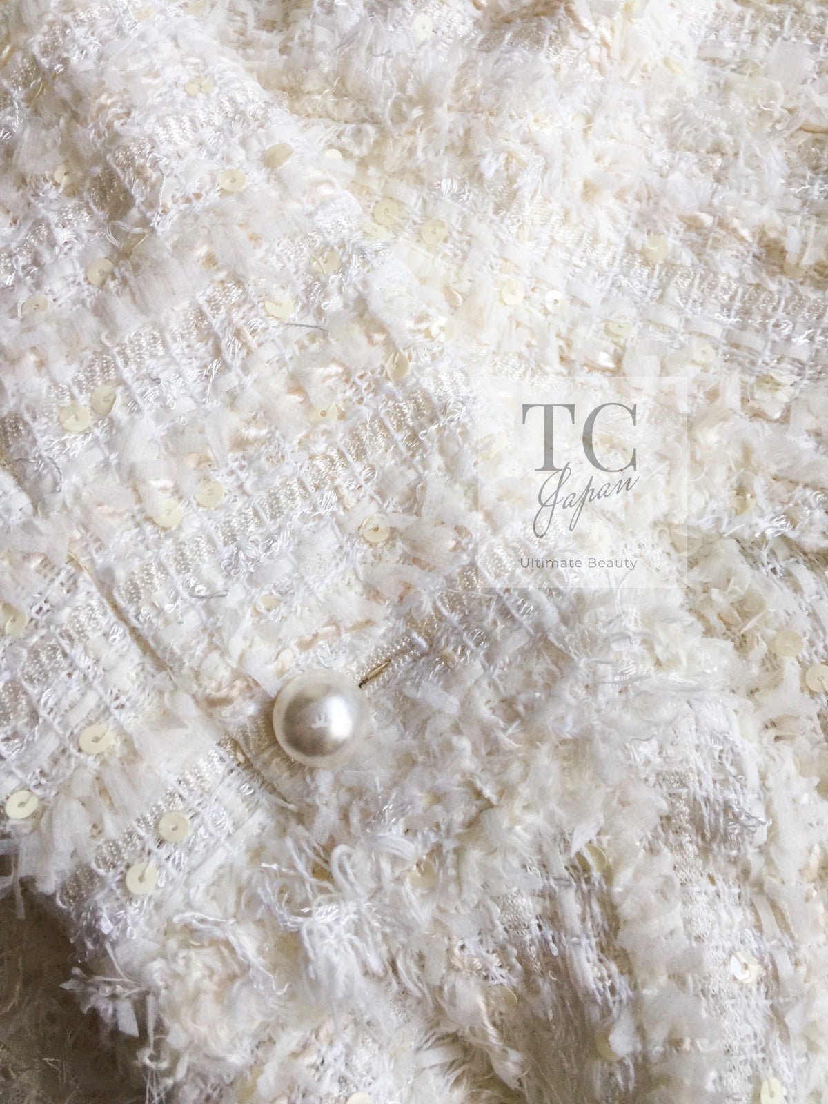 CHANEL 05S Ivory White Pearl Buttons Lesage Tweed Jacket Skirt Suit 40 42 シャネル アイボリー ホワイト パール CC ボタン ルサージュ ツイード ジャケット スカート スーツ 即発