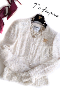 CHANEL 05S Ivory White Pearl Buttons Lesage Tweed Jacket Skirt Suit 40 42 シャネル アイボリー ホワイト パール CC ボタン ルサージュ ツイード ジャケット スカート スーツ 即発