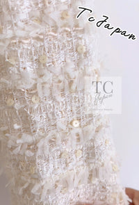 CHANEL 05S Ivory White Pearl Buttons Lesage Tweed Jacket Skirt Suit 40 42 シャネル アイボリー ホワイト パール CC ボタン ルサージュ ツイード ジャケット スカート スーツ 即発