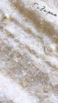CHANEL 05S Ivory White Pearl Buttons Lesage Tweed Jacket Skirt Suit 40 42 シャネル アイボリー ホワイト パール CC ボタン ルサージュ ツイード ジャケット スカート スーツ 即発