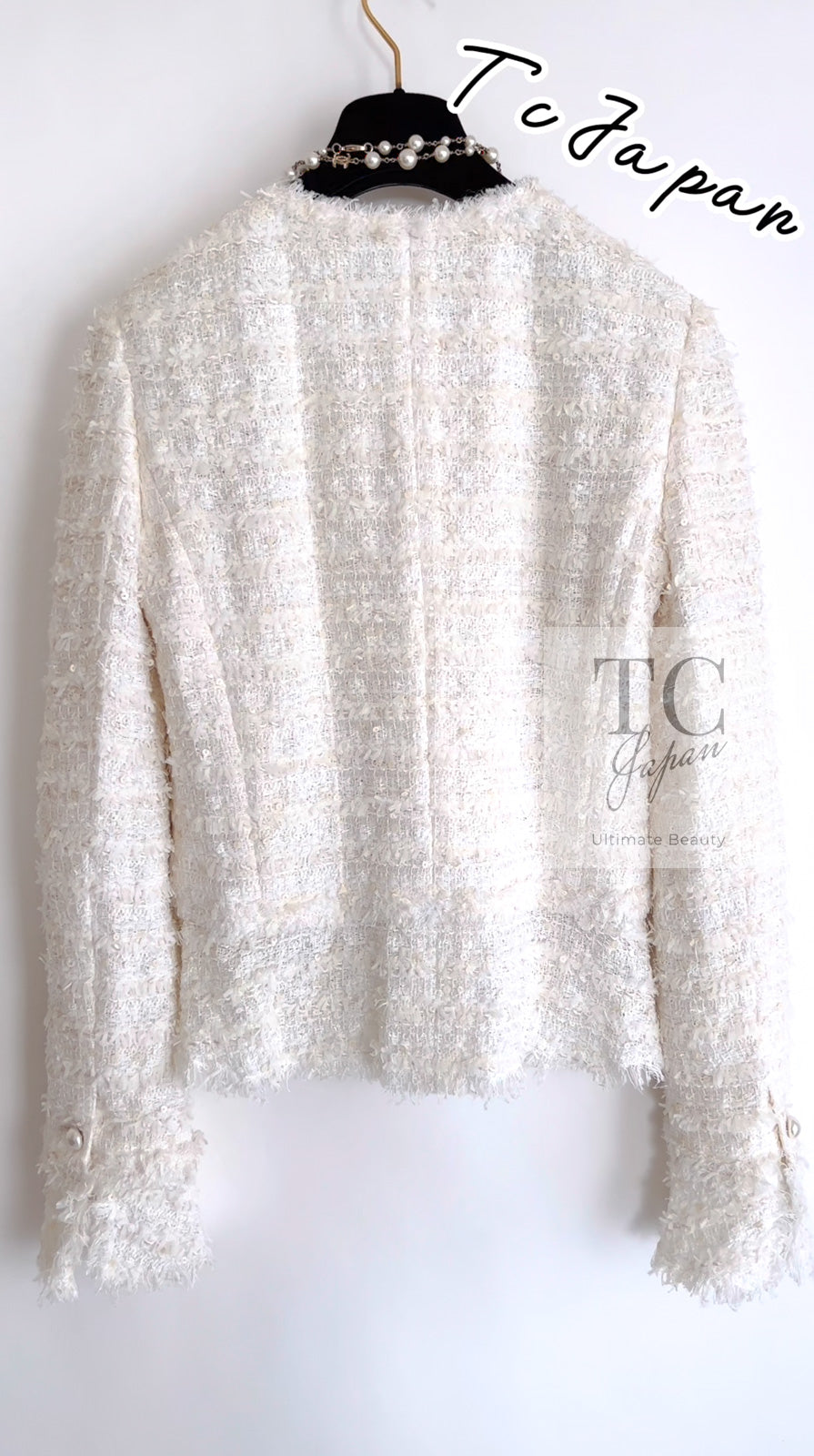 シャネル ジャケット CHANEL ホワイト アイボリー ルサージュ