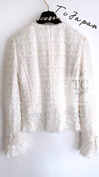 CHANEL 05S Ivory White Pearl Buttons Lesage Tweed Jacket Skirt Suit 36 40 42 シャネル アイボリー ホワイト パール CC ボタン ルサージュ ツイード ジャケット スカート スーツ 即発