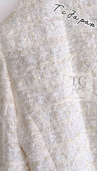 CHANEL 05S Ivory White Pearl Buttons Lesage Tweed Jacket Skirt Suit 36 40 42 シャネル アイボリー ホワイト パール CC ボタン ルサージュ ツイード ジャケット スカート スーツ 即発