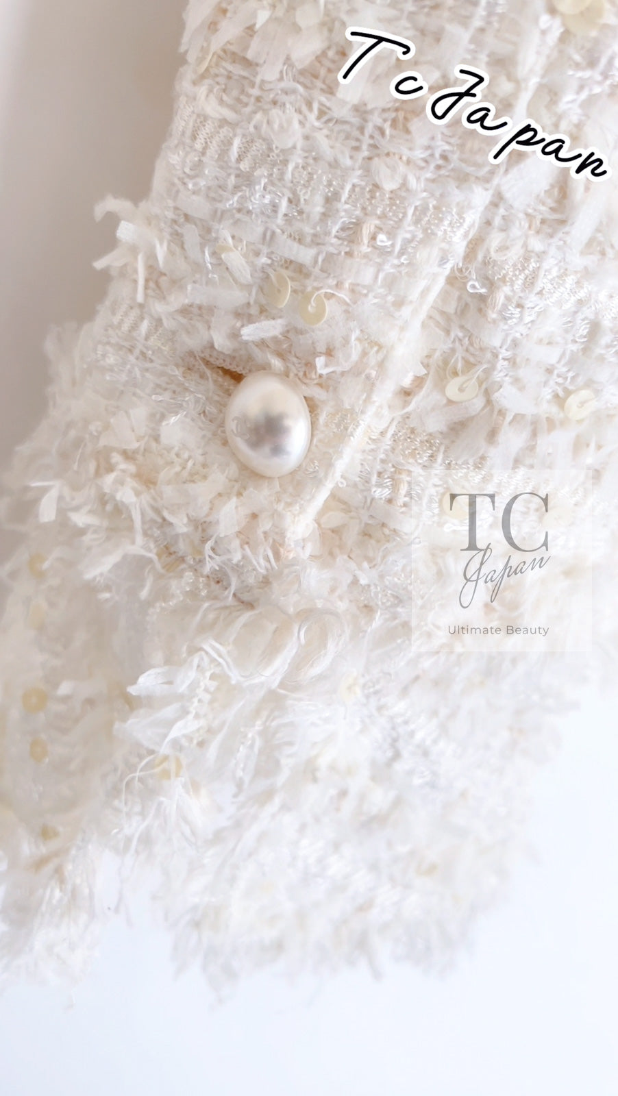 CHANEL 05S Ivory White Pearl Buttons Lesage Tweed Jacket Skirt Suit 36 40 42 シャネル アイボリー ホワイト パール CC ボタン ルサージュ ツイード ジャケット スカート スーツ 即発