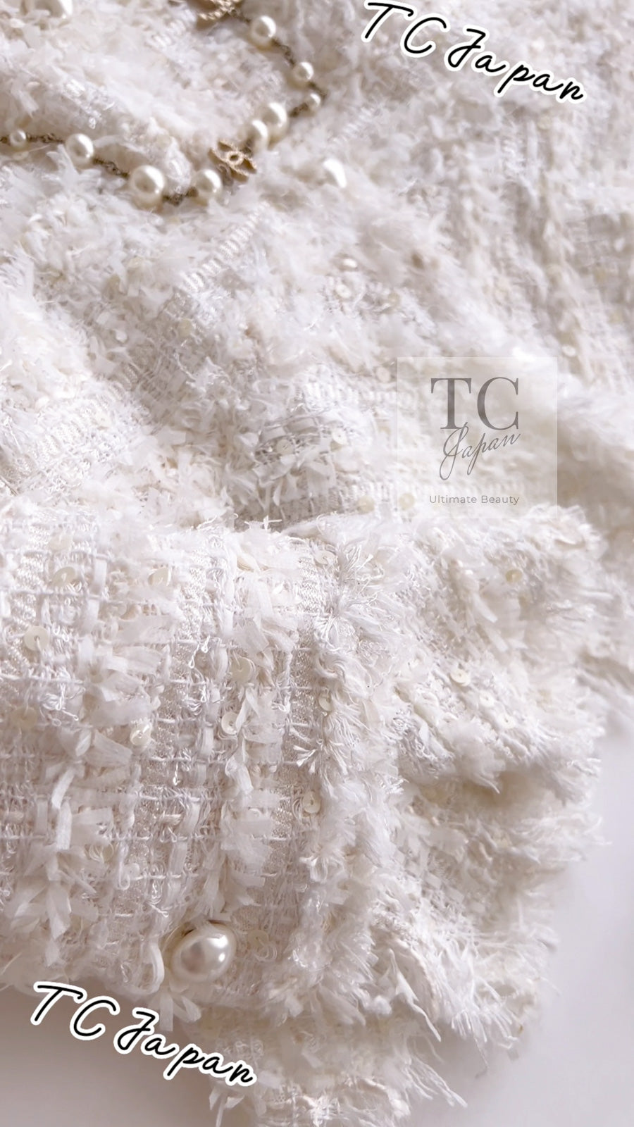 CHANEL 05S Ivory White Pearl Buttons Lesage Tweed Jacket Skirt Suit 36 40 42 シャネル アイボリー ホワイト パール CC ボタン ルサージュ ツイード ジャケット スカート スーツ 即発