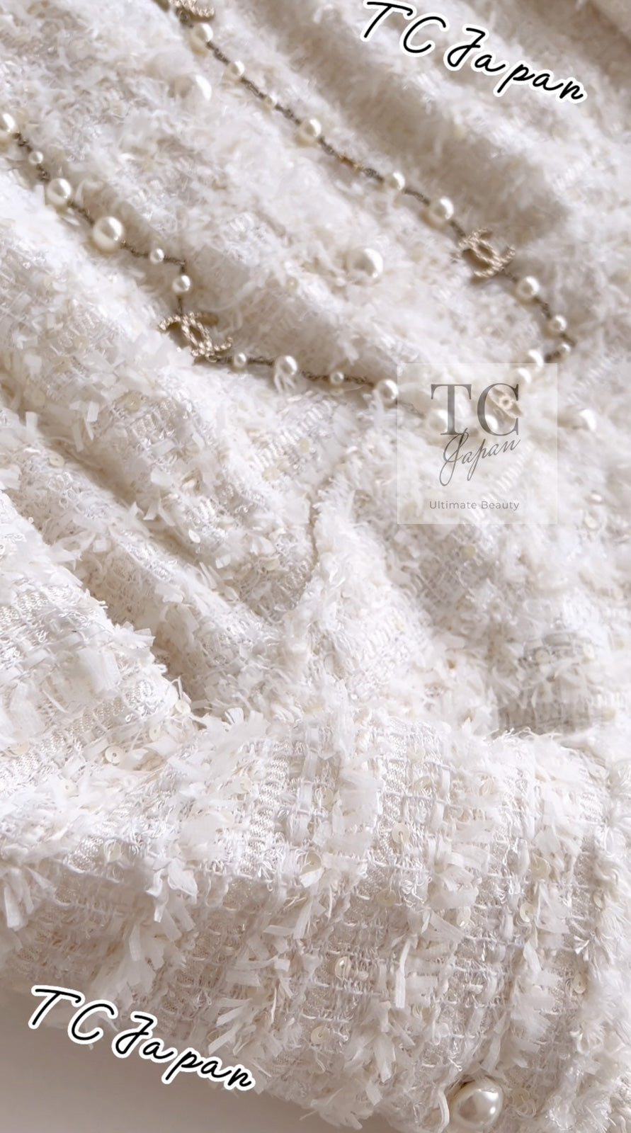 シャネル ジャケット CHANEL ホワイト アイボリー ルサージュ ツイード