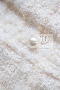 CHANEL 05S Ivory White Pearl Buttons Lesage Tweed Jacket Skirt Suit 40 42 シャネル アイボリー ホワイト パール CC ボタン ルサージュ ツイード ジャケット スカート スーツ 即発