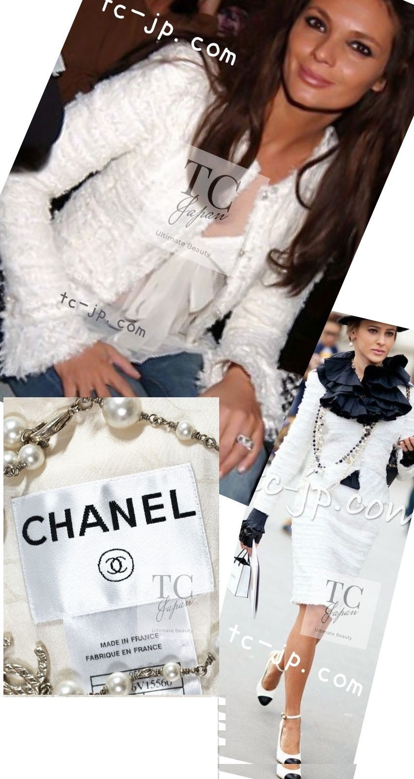 シャネル ジャケット CHANEL ホワイト アイボリー ルサージュ