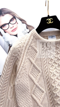 CHANEL 96A Vintage Heavy Ivory Knit CC Logo Wool Sweater 38 40 シャネル ヴィンテージ アイボリー CC ロゴ フィッシャーマン ニット セーター 即発