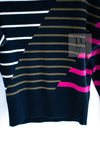 CHANEL 20C Dark Navy Fuchsia White CC Logo Cashmere Sweater 34 36 シャネル ダーク ネイビー マゼンタ ホワイト CC ロゴ カシミア セーター 即発