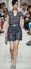 CHANEL 14C Navy White Camellia Lace Tops 36 シャネル ネイビー ホワイト カメリア レース トップス 即発