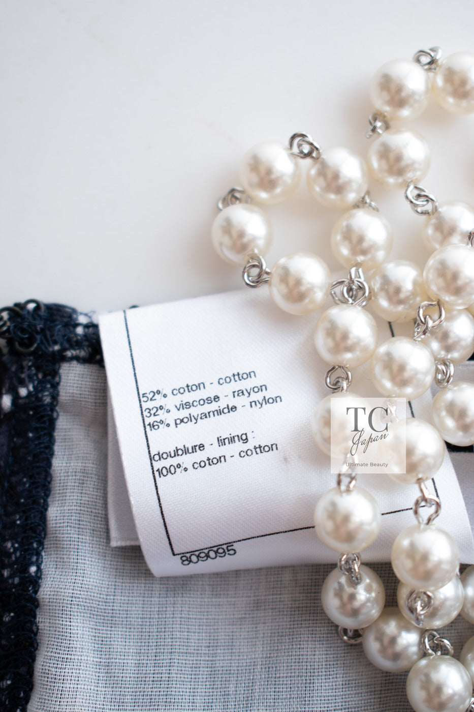 シャネル トップス CHANEL ネイビー ホワイト カメリア レース 14C