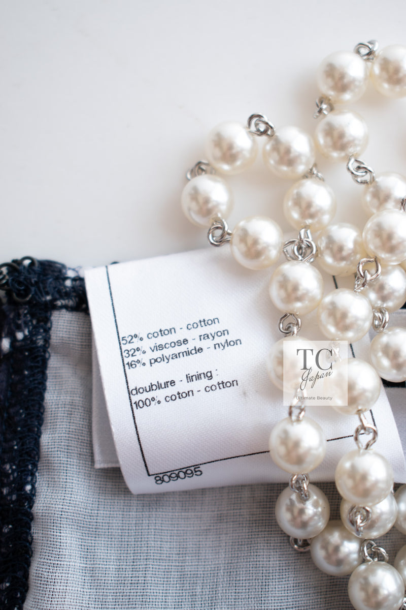 CHANEL 14C Navy White Camellia Lace Tops 36 シャネル ネイビー ホワイト カメリア レース トップス 即発