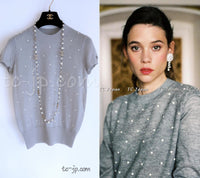 CHANEL 14B Pearl Studded Mohair Cashmere Sweater 34 シャネル モヘア カシミア セーター 即発
