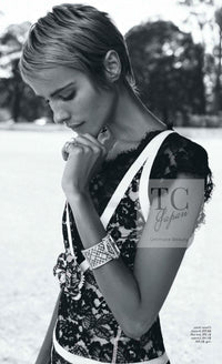 CHANEL 14C Navy White Camellia Lace Tops 36 シャネル ネイビー ホワイト カメリア レース トップス 即発