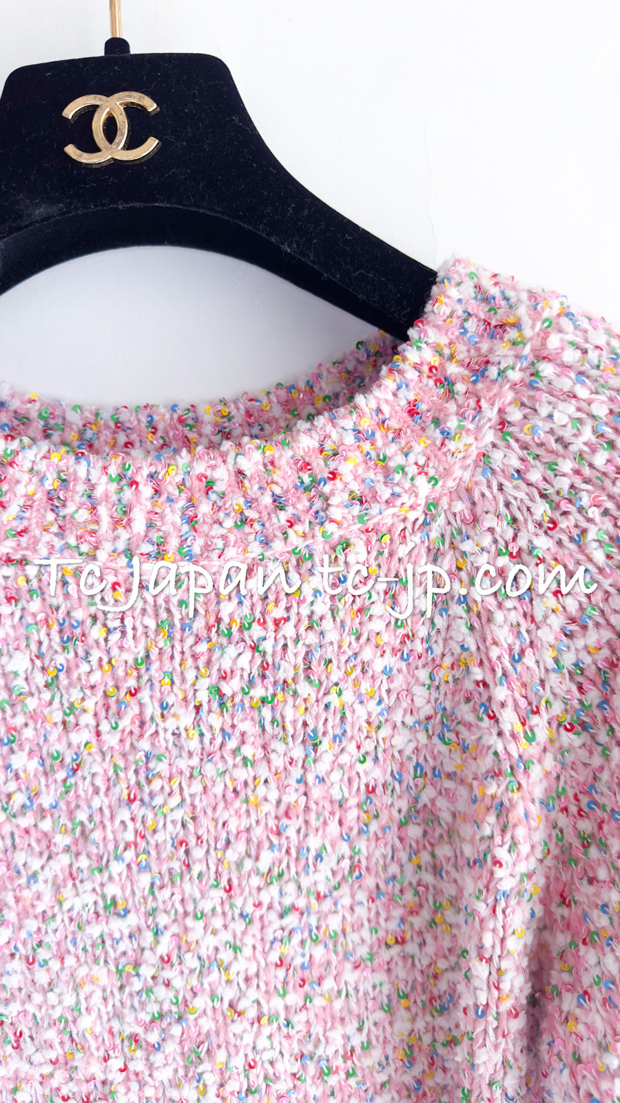 CHANEL 16C pink sequin women's sweater / シャネル レディース ピンク スパンコール セーター