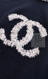 CHANEL 21PS Navy White CC Logo Cashmere Knit Sweater Tops 36 38 シャネル ネイビー ホワイト CC ココ マーク カシミア ニット トップス セーター 即発