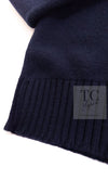 CHANEL 21PS Navy White CC Logo Cashmere Knit Sweater Tops 36 38 シャネル ネイビー ホワイト CC ココ マーク カシミア ニット トップス セーター 即発
