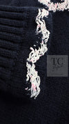 CHANEL 21PS Navy White CC Logo Cashmere Knit Sweater Tops 36 38 シャネル ネイビー ホワイト CC ココ マーク カシミア ニット トップス セーター 即発