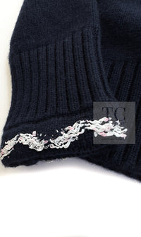 CHANEL 21PS Navy White CC Logo Cashmere Knit Sweater Tops 36 38 シャネル ネイビー ホワイト CC ココ マーク カシミア ニット トップス セーター 即発