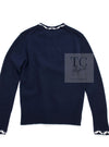 CHANEL 21PS Navy White CC Logo Cashmere Knit Sweater Tops 36 38 シャネル ネイビー ホワイト CC ココ マーク カシミア ニット トップス セーター 即発