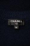 CHANEL 21PS Navy White CC Logo Cashmere Knit Sweater Tops 36 38 シャネル ネイビー ホワイト CC ココ マーク カシミア ニット トップス セーター 即発