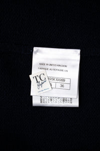 CHANEL 21PS Navy White CC Logo Cashmere Knit Sweater Tops 36 38 シャネル ネイビー ホワイト CC ココ マーク カシミア ニット トップス セーター 即発