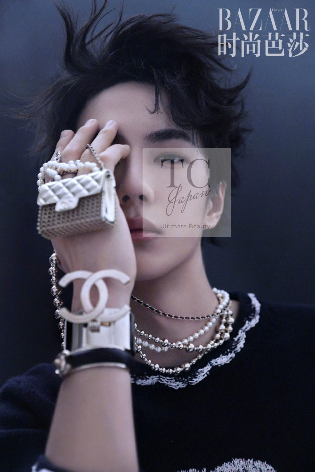 CHANEL 21PS Navy White CC Logo Cashmere Knit Sweater Tops 36 38 シャネル ネイビー ホワイト CC ココ マーク カシミア ニット トップス セーター 即発