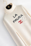CHANEL 19C Ivory La Pausa CC Logo Turtle Cashmere Knit Sweater 36 38 シャネル アイボリー ホワイト ラ パウザ CC ロゴ タートル カシミア ニット セーター 即発