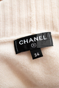 CHANEL 19C Ivory La Pausa CC Logo Turtle Cashmere Knit Sweater 36 38 シャネル アイボリー ホワイト ラ パウザ CC ロゴ タートル カシミア ニット セーター 即発