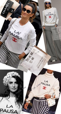 CHANEL 19C Ivory La Pausa CC Logo Turtle Cashmere Knit Sweater 36 38 シャネル アイボリー ホワイト ラ パウザ CC ロゴ タートル カシミア ニット セーター 即発