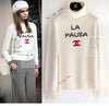CHANEL 19C Ivory La Pausa CC Logo Turtle Cashmere Knit Sweater 36 38 シャネル アイボリー ホワイト ラ パウザ CC ロゴ タートル カシミア ニット セーター 即発