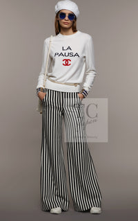 CHANEL 19C Ivory La Pausa CC Logo Turtle Cashmere Knit Sweater 36 38 シャネル アイボリー ホワイト ラ パウザ CC ロゴ タートル カシミア ニット セーター 即発