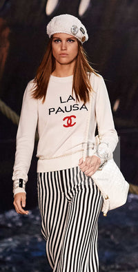 CHANEL 19C Ivory La Pausa CC Logo Turtle Cashmere Knit Sweater 36 38 シャネル アイボリー ホワイト ラ パウザ CC ロゴ タートル カシミア ニット セーター 即発