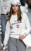 CHANEL 19C Ivory La Pausa CC Logo Turtle Cashmere Knit Sweater 36 38 シャネル アイボリー ホワイト ラ パウザ CC ロゴ タートル カシミア ニット セーター 即発