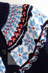 CHANEL 18N Coco Neige Navy Nordic Wool Knit Cardigan 34 シャネル ココ ネージュ ネイビー ノルディック ウール ニット カーディガン 即発