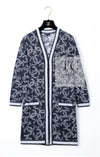 CHANEL 19PS Smoky Blue Gray CC Logo Cotton Knit Cardigan 34 36 シャネル ネイビー スモーキー グレー CC ロゴ コットン ロング ニット カーディガン 即発