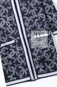 CHANEL 19PS Smoky Blue Gray CC Logo Cotton Knit Cardigan 34 36 シャネル ネイビー スモーキー グレー CC ロゴ コットン ロング ニット カーディガン 即発