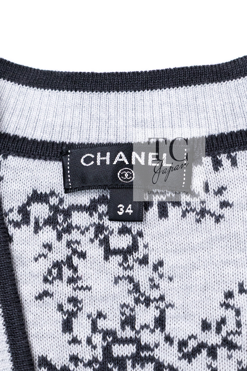 CHANEL 19PS Smoky Blue Gray CC Logo Cotton Knit Cardigan 34 36 シャネル ネイビー スモーキー グレー CC ロゴ コットン ロング ニット カーディガン 即発